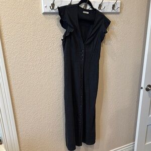 Marine Layer Blue Midi Sundress Notched Collar